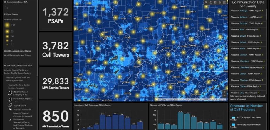 Example of a dashboard created with ArcGIS Dashboards