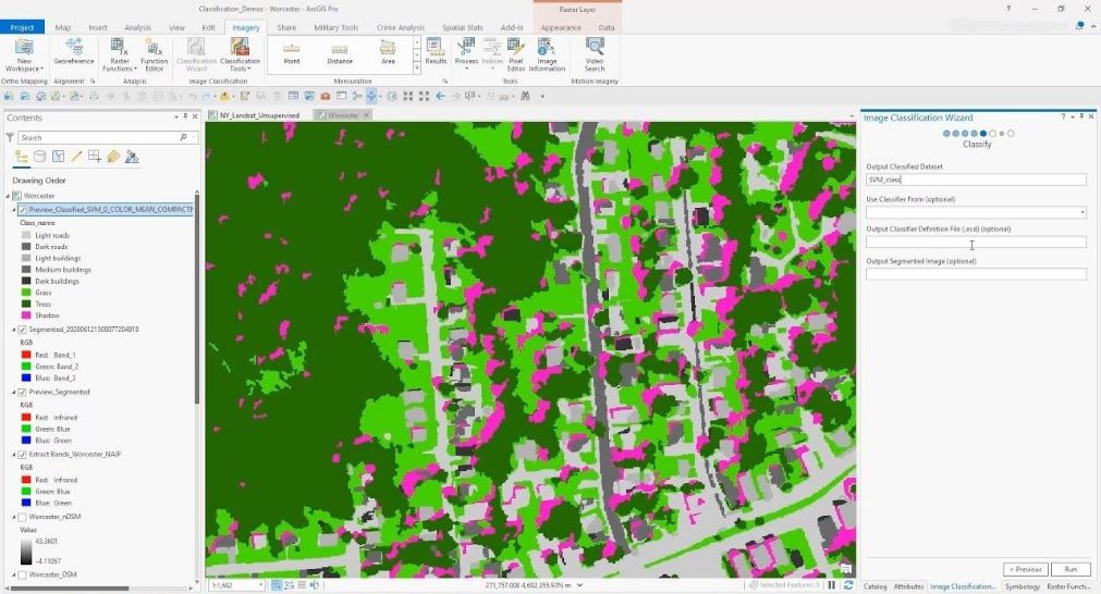 screenshot of satellite image classification result