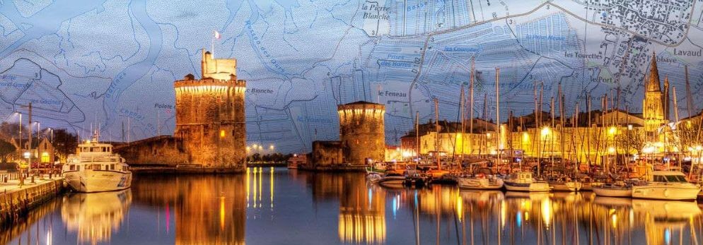 picture of the port of La Rochelle on a topographic map