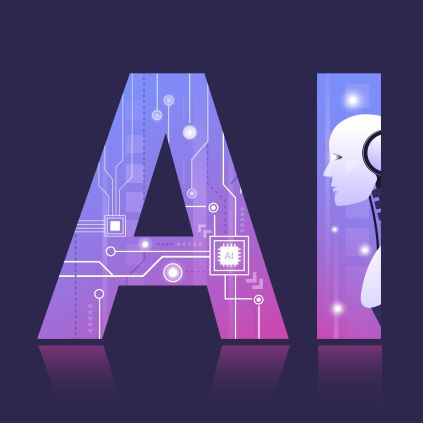 logo with the letters AI and a robot drawn inside the i